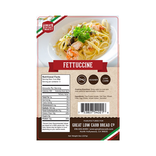 Fettuccine Pasta 8 oz - Great Low Carb Bread Co